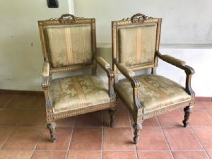 Coppia di Eleganti Poltrone Luigi XVI Laccate - Restaurata (in corso d'opera)_car 1692